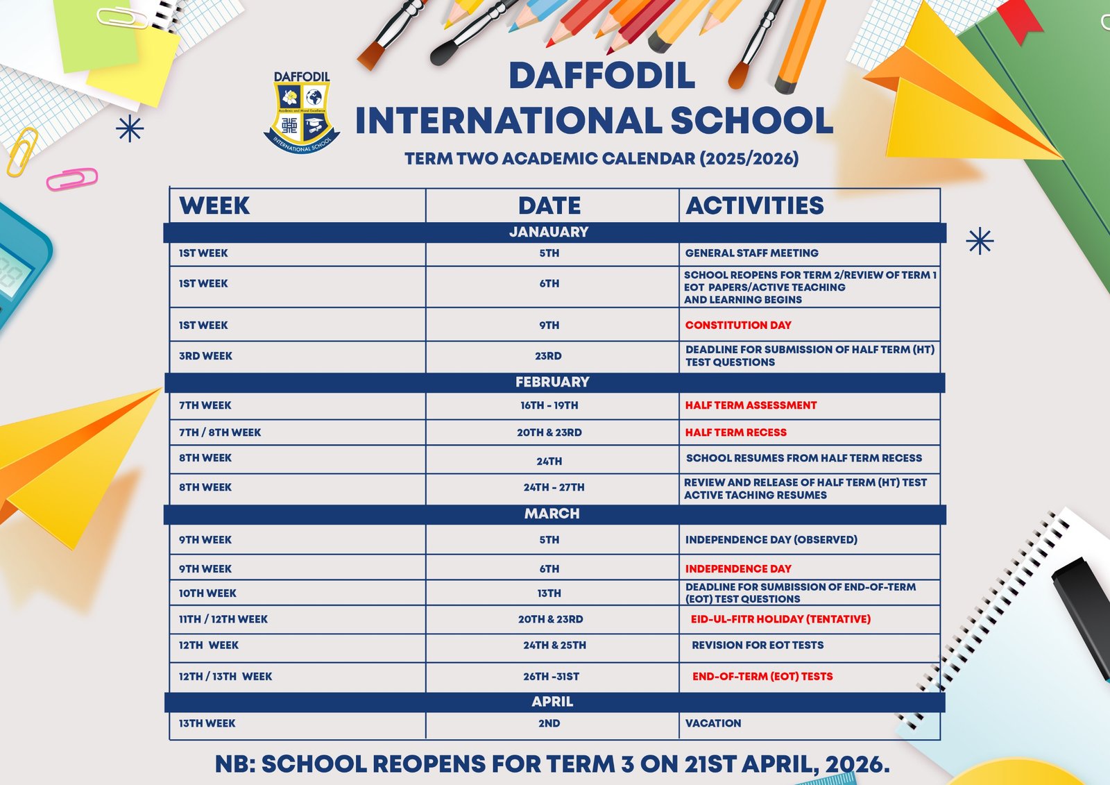 Academic Calendar